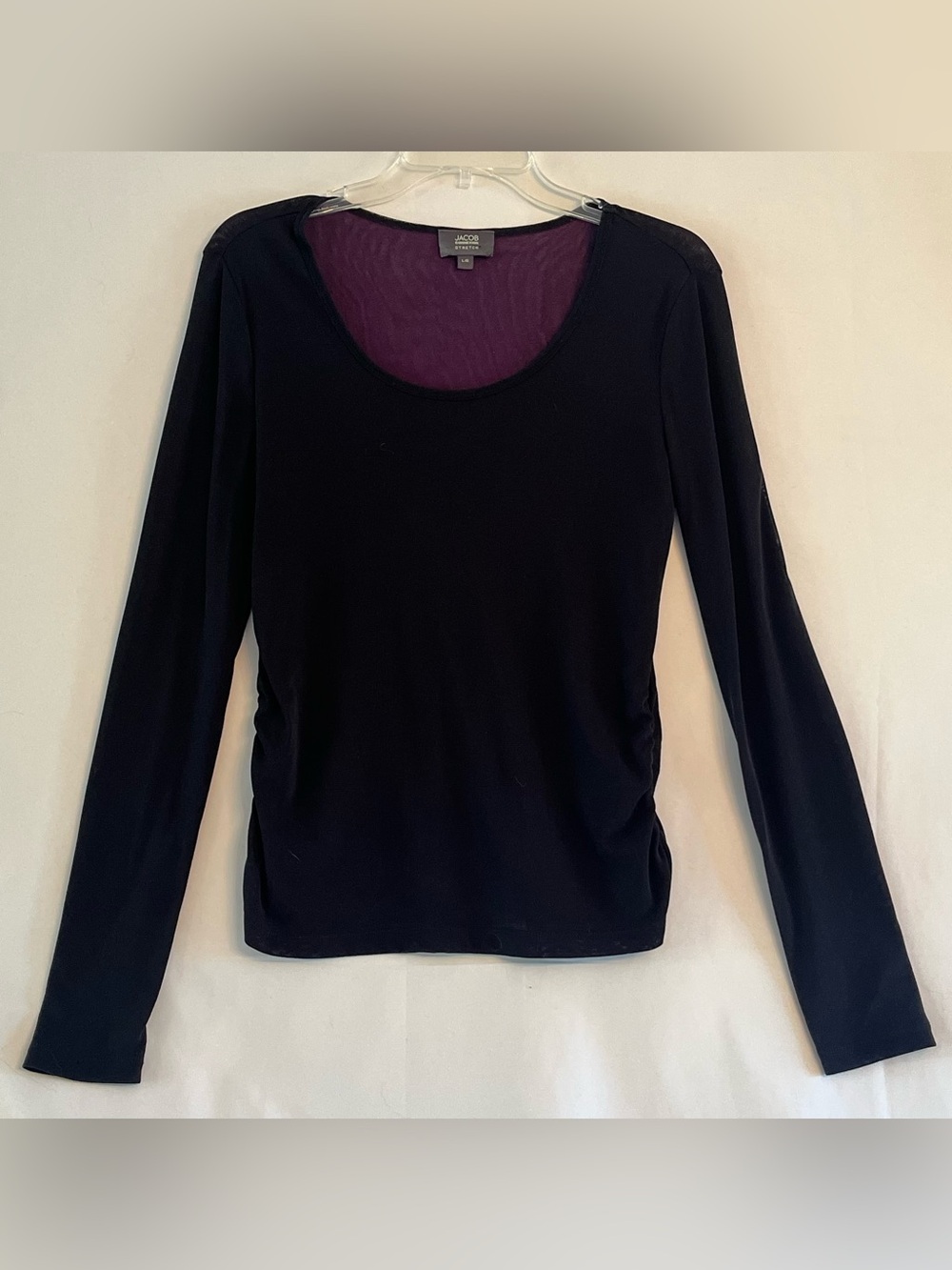 Jacob Connexion Whimsigoth Black Mesh Ruched Long Sleeve Top L